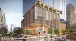 Rendering of SPARC Kips Bay, looking northeast from First Avenue and 25th Street, via edc.nyc